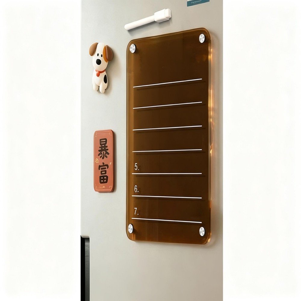 jimeng 2026 01 29 7276 参考图三，生成一张棕色亚克力留言板的主图，背景改为纯白色，留言板上没有任何文字，